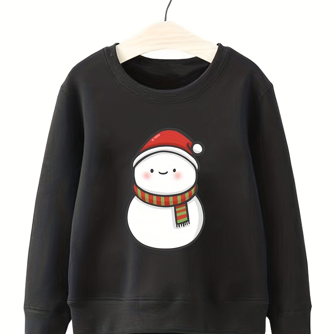 Snowman Pattern Smart Sweatshirt For Girls Party Casual Round Neck Top
