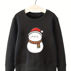 Snowman Pattern Smart Sweatshirt For Girls Party Casual Round Neck Top
