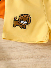 3pcs Lion Pattern Kids Shorts Elastic Waist Toddler Baby Girls