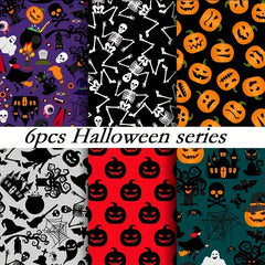 6pcs Halloween Fabric Squares Bundle for Sewing Quilting & Patchwork