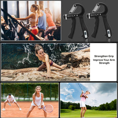 Adjustable Hand Grip Strength Trainer with Counter - Portable Muscle