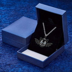 Girl's Bat Pendant Necklace Zircon Halloween Gift