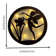 Kids Room Wall Clock LED Light Retro Wooden Sign Hanging Decoration