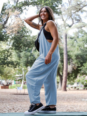 V Neck Cami Jumpsuit with Zipper Pockets