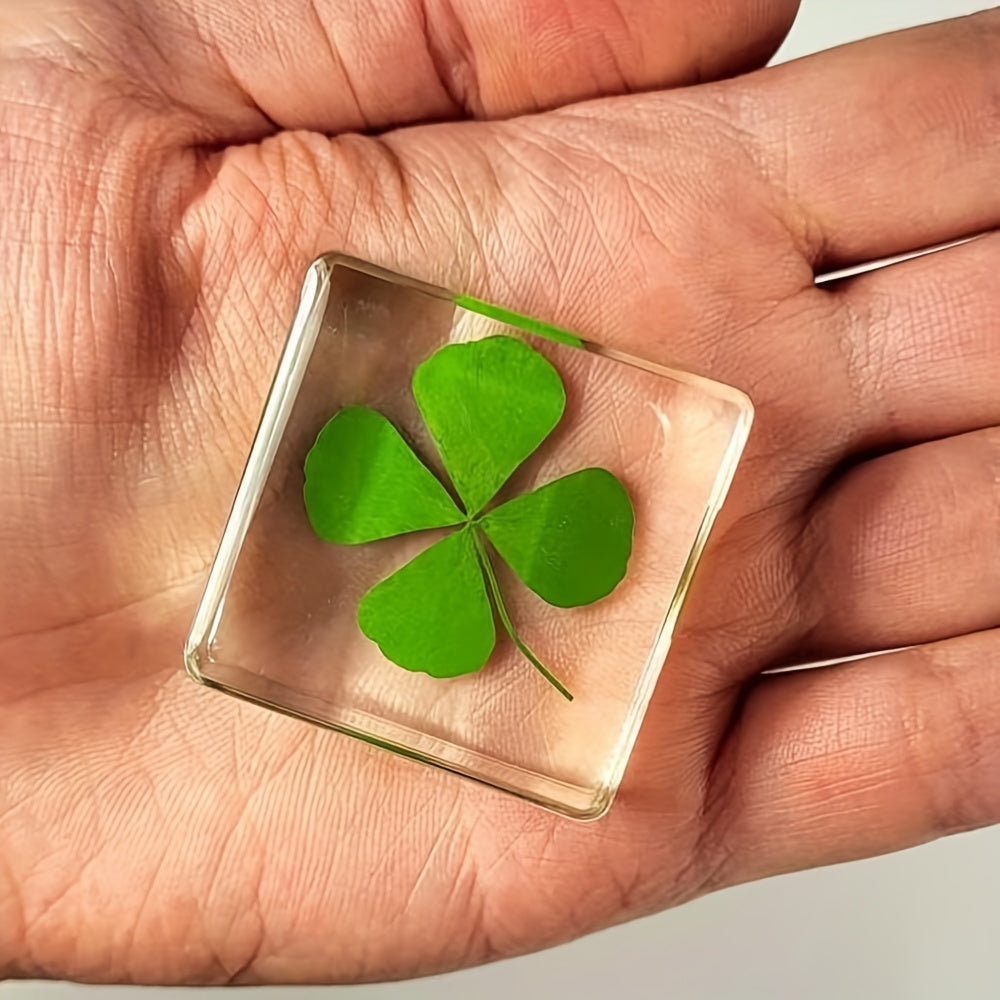 Men's Four Leaf Clover Charm Clear Glass Lucky Accessory
