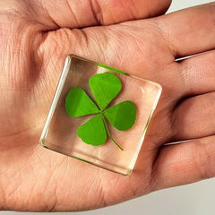 Men's Four Leaf Clover Charm Clear Glass Lucky Accessory