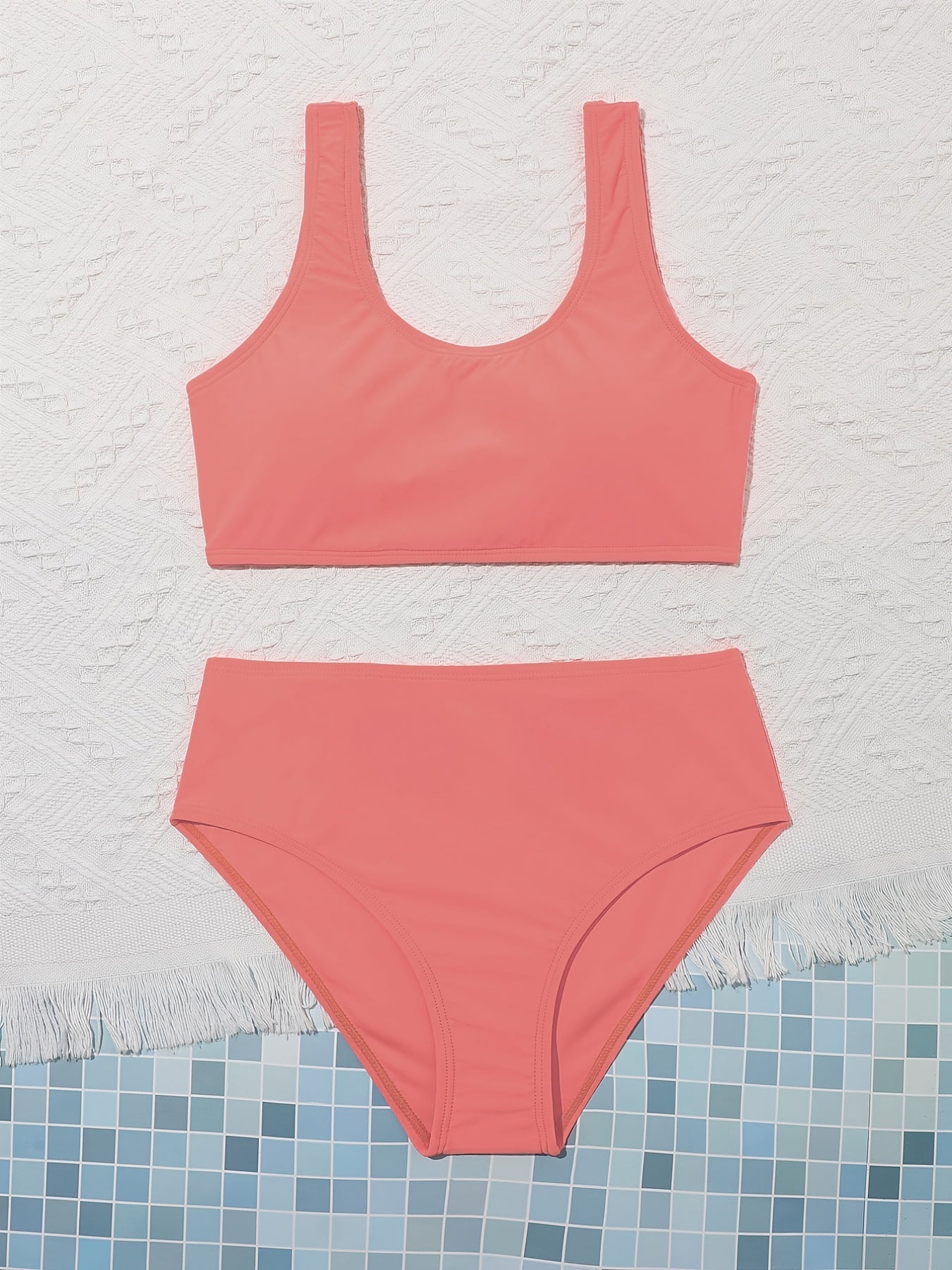 Girl's Bikini Set Tank Top & Briefs Swimsuit Quick Drying Stretchy Bathing Suit