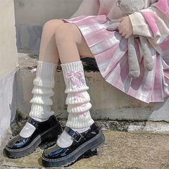 Strappy Rib Knit Leg Warmers Knee High Socks