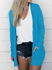Long Sleeve Open Front Cardigan With Pockets