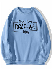 Letter Print Solid Pullover Crew Neck Casual Sweatshirt Women's Clothing