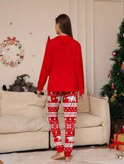 Christmas Tree Pajama Set Long Sleeve Crew Neck Top and Elastic Waistband
