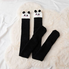 Women's Winter Fuzzy Leggings Cartoon Warm Thigh High Over Knee Socks
