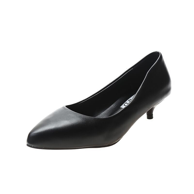 Classic Court Pumps - Pointed Toe Slip On Kitten Heels