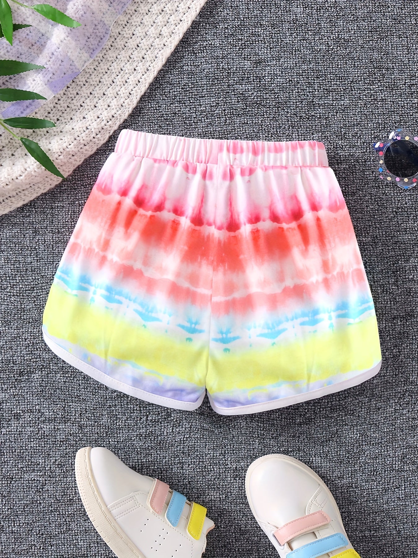 Toddler Girls Tie Dye Graphic Elastic Waist Track Shorts