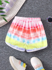 Toddler Girls Tie Dye Graphic Elastic Waist Track Shorts
