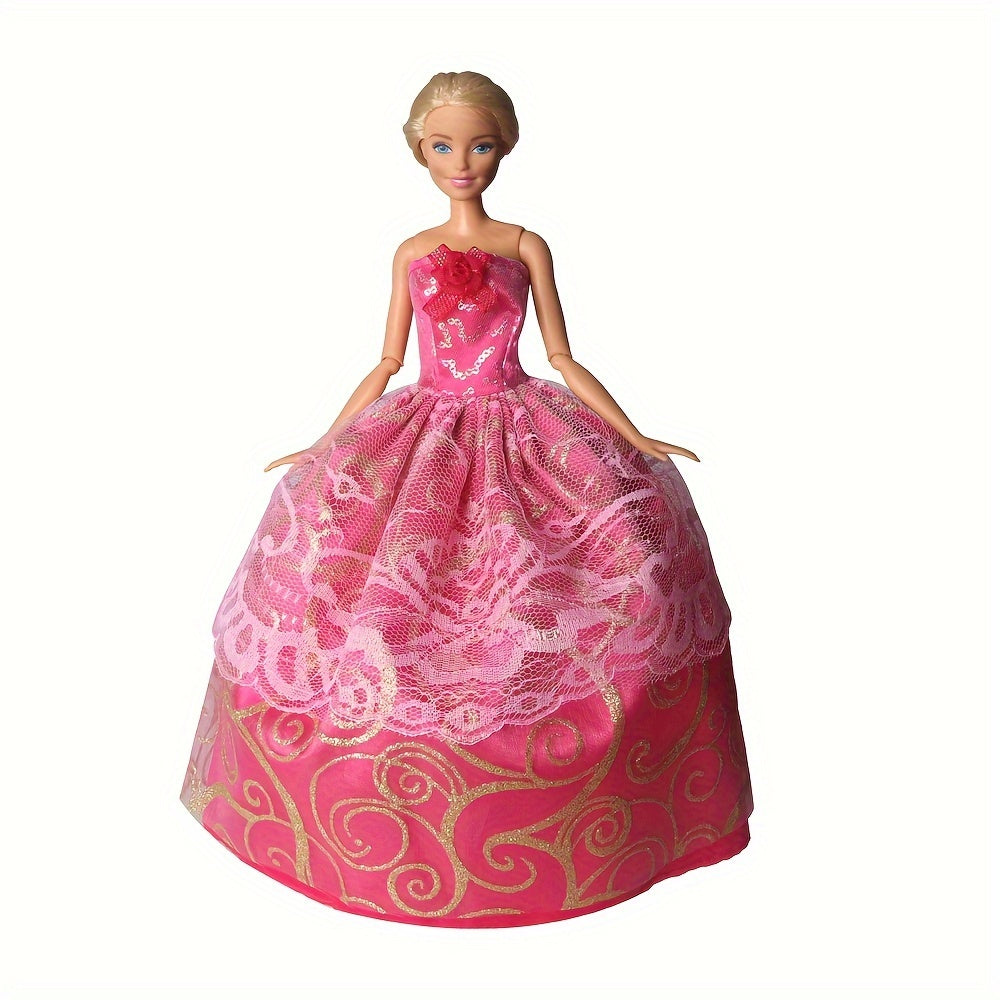 5pcs Doll Wedding Gowns & Party Dresses Polyester