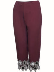Sexy Leggings Women's Plus Frill Trim Elastic High Rise