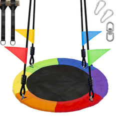 60 96 Cm Tree Swing Outdoor Saucer Swing with Hanging Ropes and Turnbuckle