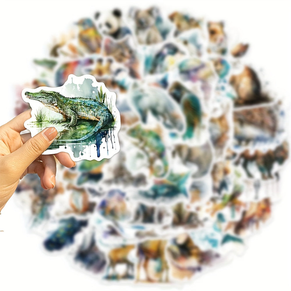 50pcs Waterproof Animal Stickers Cat Dog Tropical Rainforest Vinyl Stickers