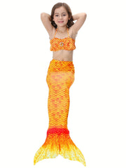 2pcs Mermaid Swimsuit with Tail for Girls