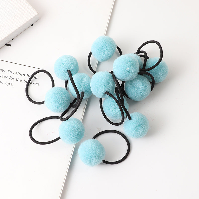 10pcs Girls Cartoon Plush Ball Hair Ties Sweet Decorative Hair Accessories