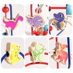 Colorful Wooden Dinosaur & Animal Bead Maze Toy for Kids