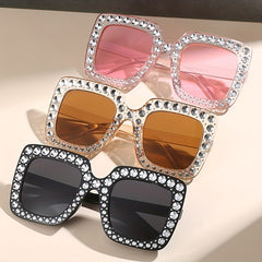 Rhinestone Square Sunglasses UV400 Sun Shades Glasses