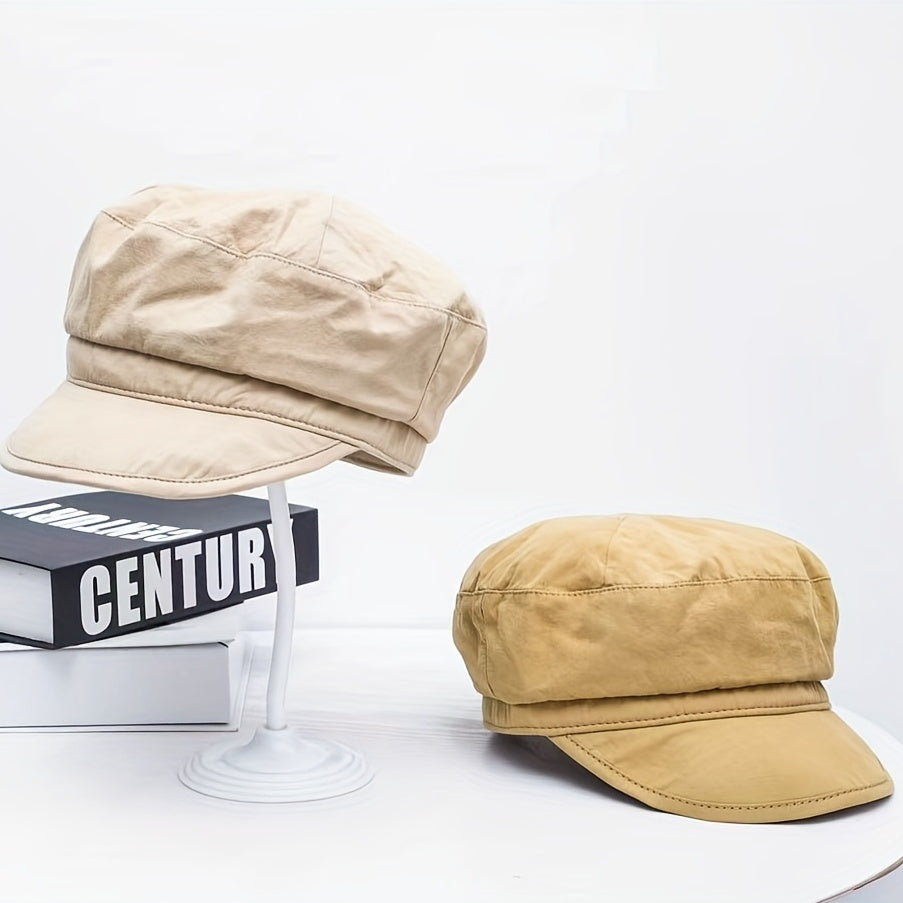 Flat Top Octagonal Hat Spring Summer Navy Hat Khaki Peaked Cap