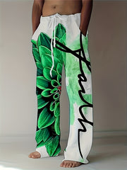 Boys Casual Flower 3D Print Drawstring Long Pants