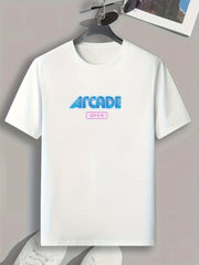 ARCADE Pattern Print Men's Comfy Sports T shirt Graphic Tee