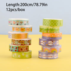 12 Rolls Cartoon Journal Washi Tape for Crafts Scrapbooking Gift Wrapping