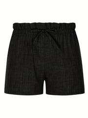 Solid Drawstring Waist Shorts for Women