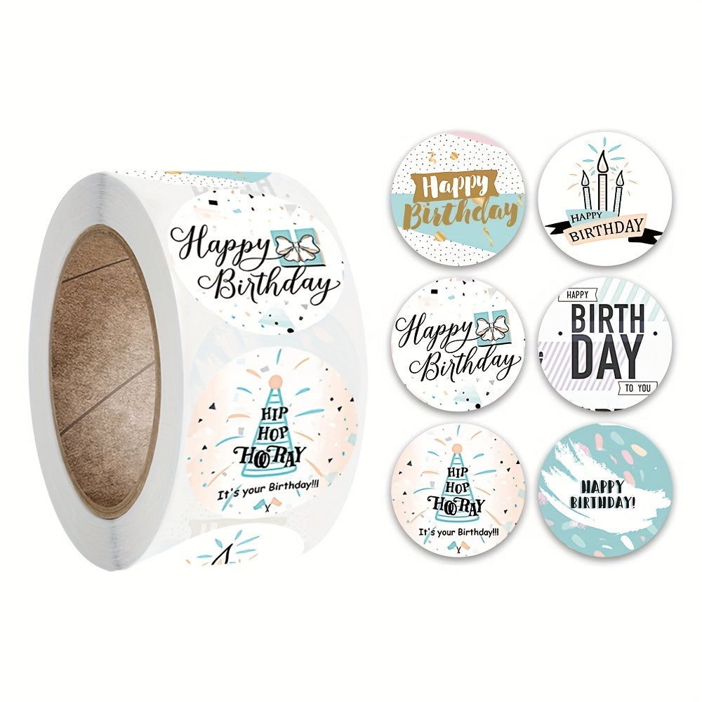500pcs Happy Birthday Decoration Sticker 1.0inch Envelope Birthday Gift Label