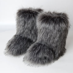 Women's Fuzzy Snow Boots Soft Slip On Flat Shoes