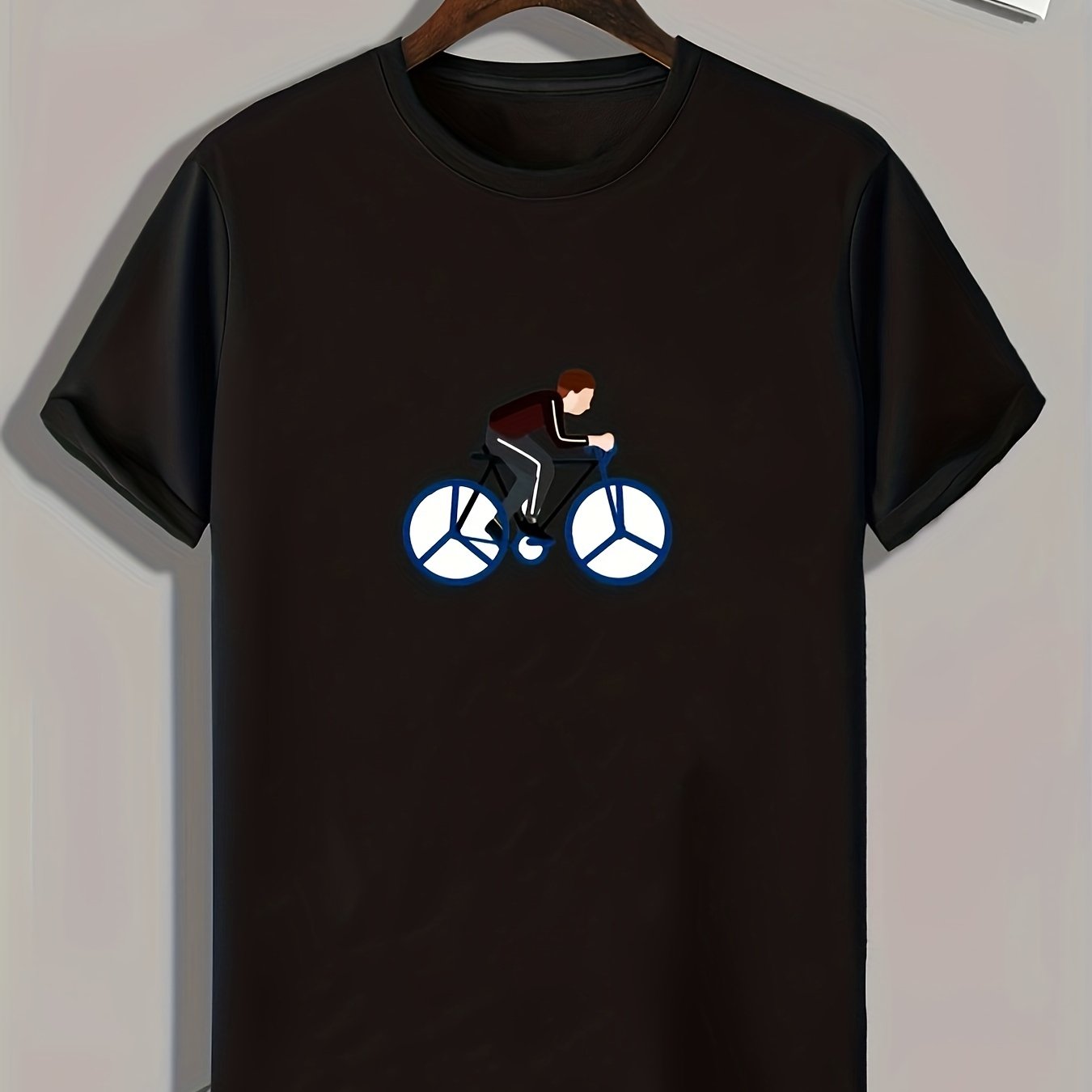 Cycling Boy Print Men's Comfy T-shirt for Outdoor Summer
