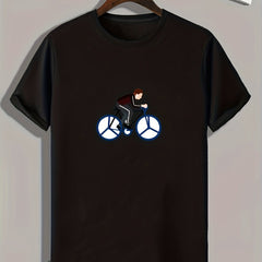 Cycling Boy Print Men's Comfy T-shirt for Outdoor Summer