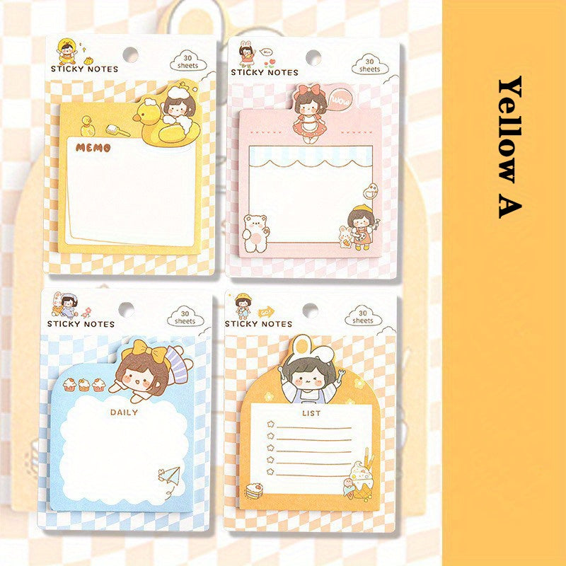 Cartoon Self adhesive Sticky Notes Ins Girl Heart Tearable Sticky Notes