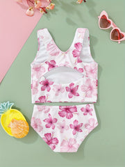 Girl's Floral Tankini Set Beachwear Swimwear Pool Party