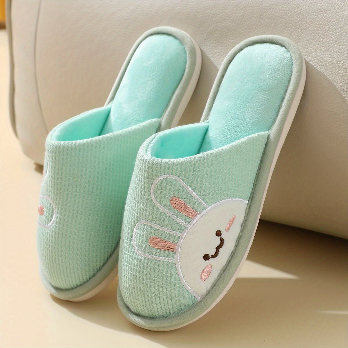 Women's Cartoon Printed Slippers Slip On Round Toe Fluffy Slides Shoes