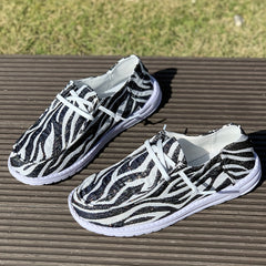 Women's Striped Canvas Skateboard Shoes