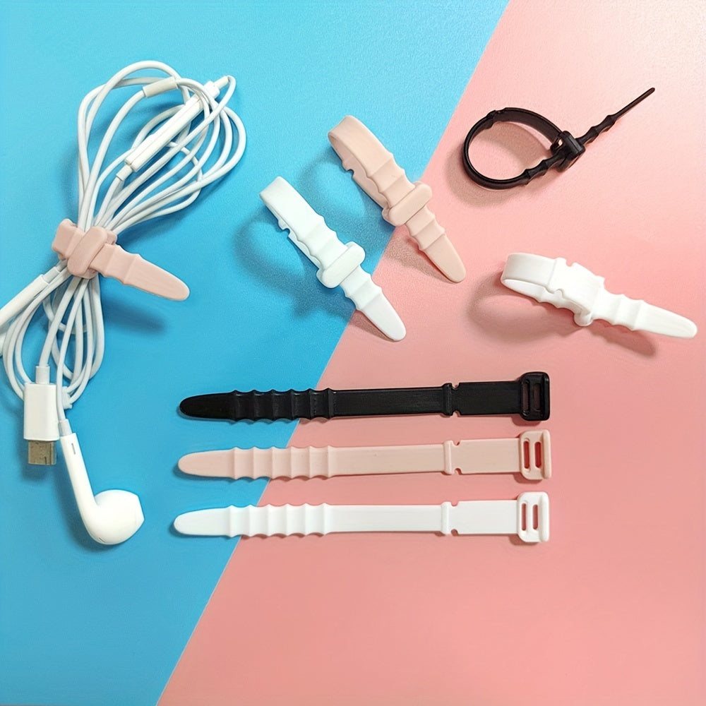 10pcs Silicone Zip Ties Fishbone Shape Cable Straps for Wire Management