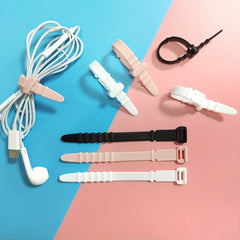 10pcs Silicone Zip Ties Fishbone Shape Cable Straps for Wire Management