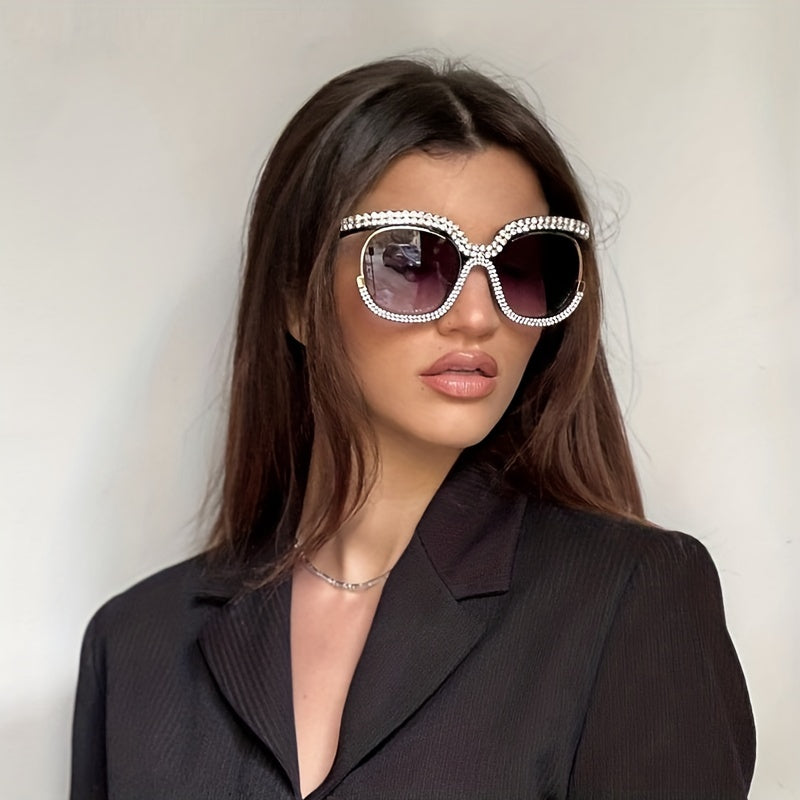 Sparkling Rhinestone Sunglasses Round UV400