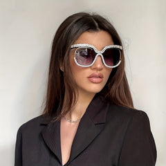 Sparkling Rhinestone Sunglasses Round UV400