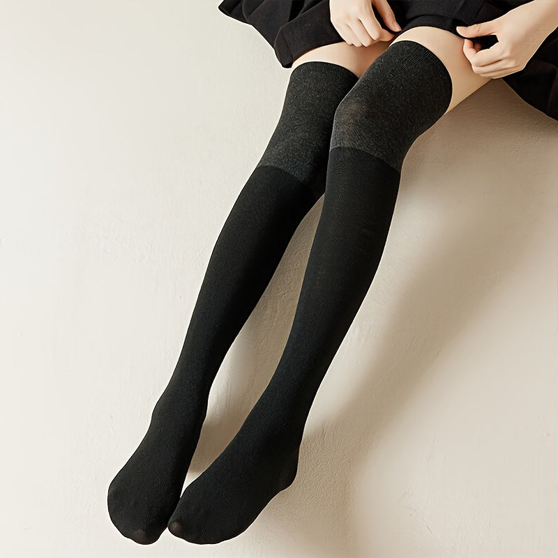 2 Pairs Stitching Thigh High Socks Women's Stockings