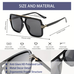 OUWEN Retro Oversized Square Pilot Polarized Men's Sunglasses