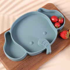 Baby Safe Silicone Elephant Plate for Meals & Snacks
