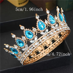 Golden Baroque Queen Crown And Tiaras Rhinestone Wedding Crown Bride Tia