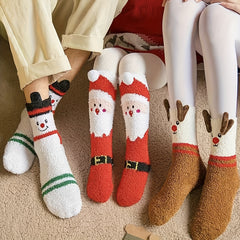 2 Pairs Christmas Elk Fleece Warm Socks