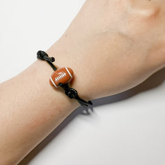 Adjustable Sport Theme Charm Bracelet Cord Braided Baseball Tennis Rugby Wristba